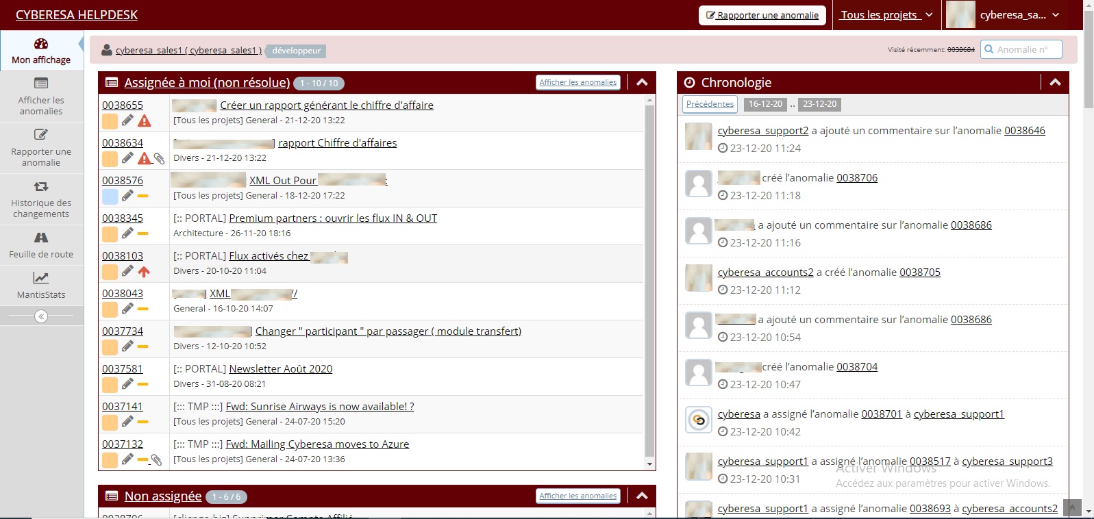 Mise à niveau du HELPDESK CYBERESA